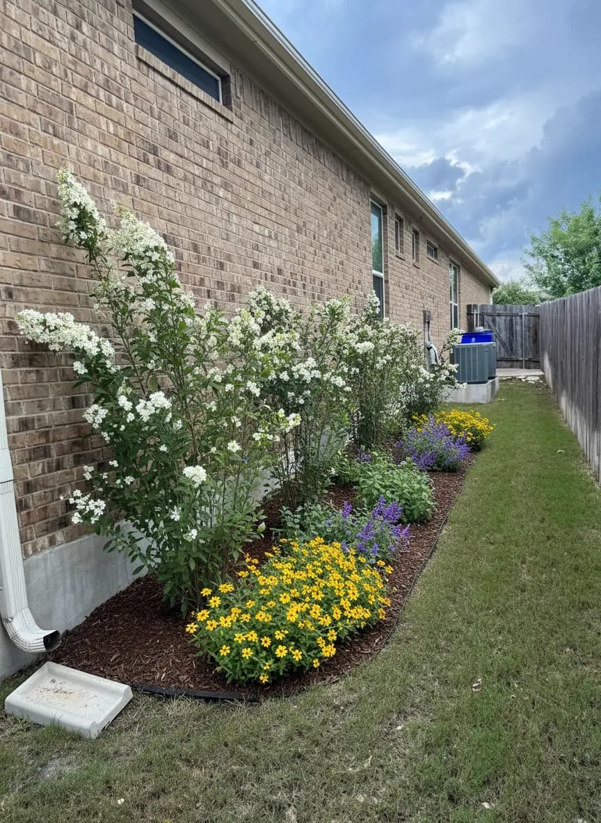 A native front yard render shared by a Pollinator Patch user in Leander, TX