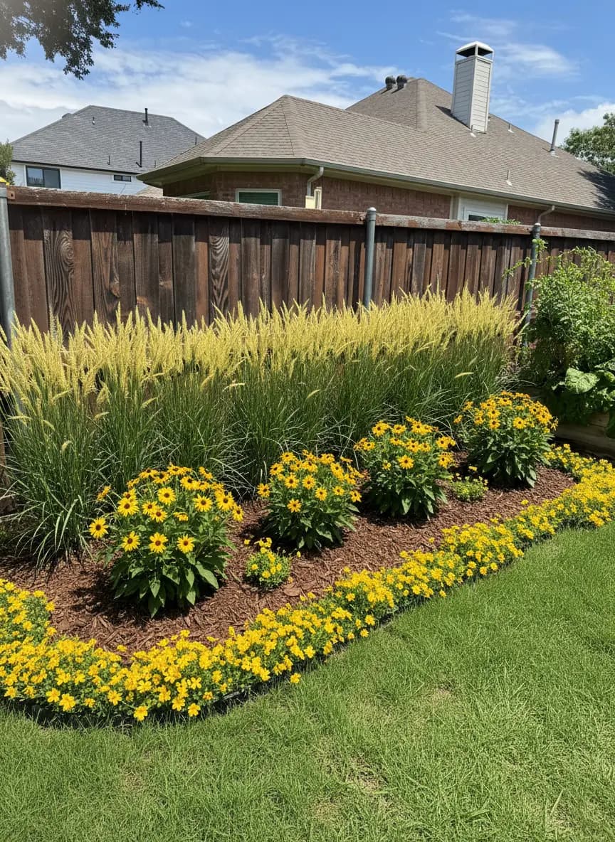 A native front yard render shared by a Pollinator Patch user in Plano, TX