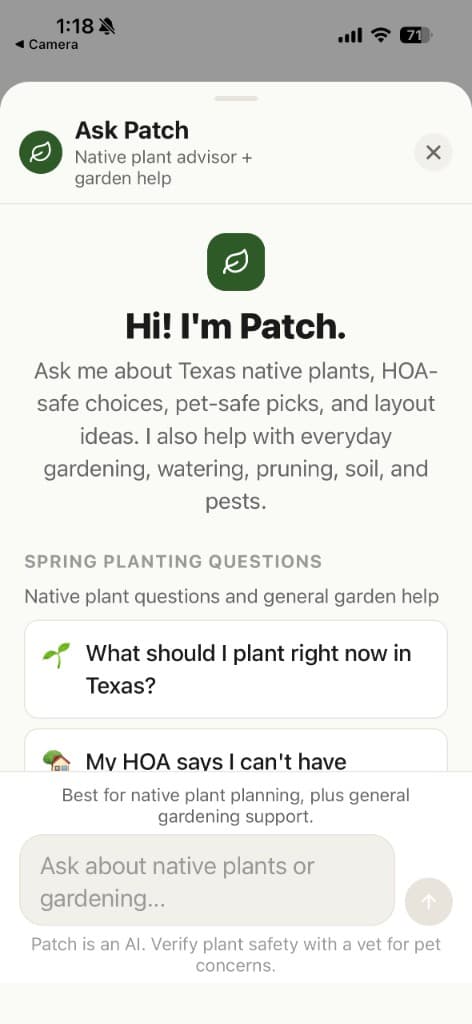 Ask Patch screen