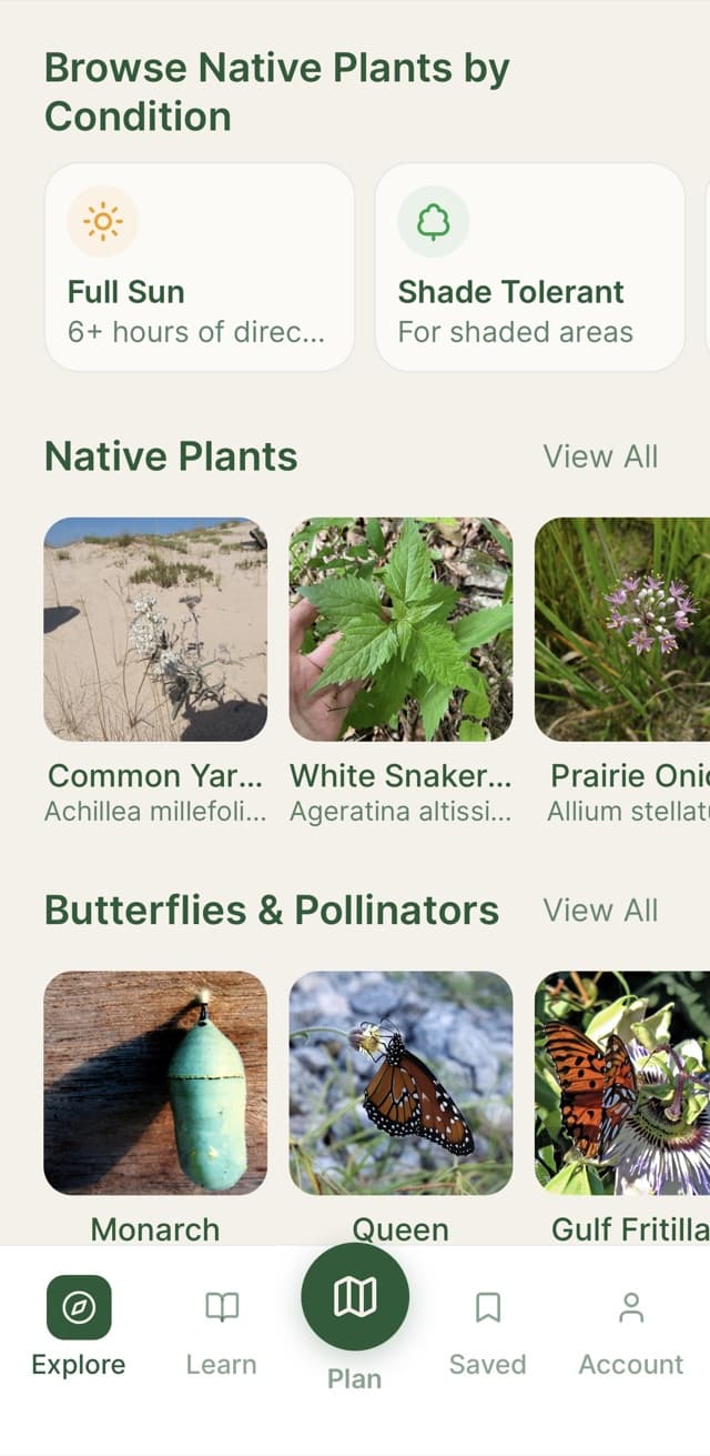 Pollinator Patch app - Browse native plants by condition