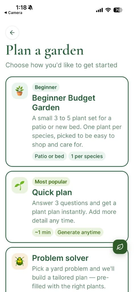 Garden Builder interface
